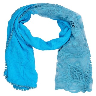 Cotton Half Net Stole- Blue